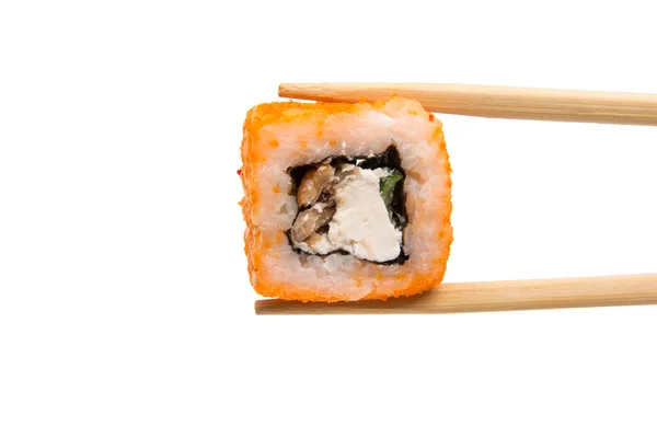Sushi with chopsticks isolated — Stock Photo, Image