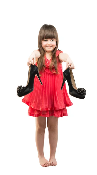 Fashionista girl with shoes — Stock Photo, Image