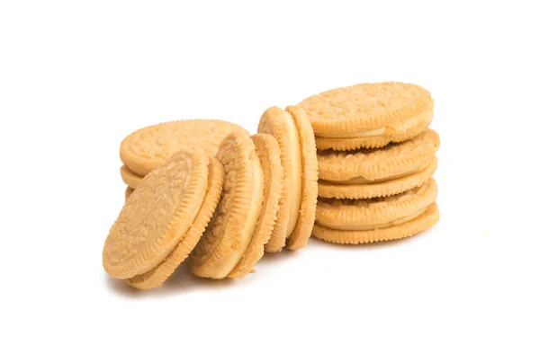分離したクリーム色の詰物とクッキー — ストック写真