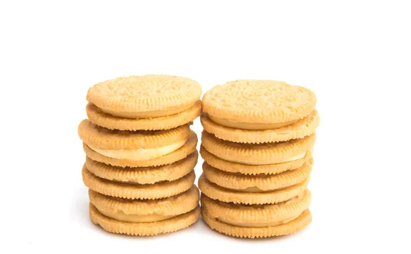 Biscotti con crema di riempimento isolato — Foto Stock