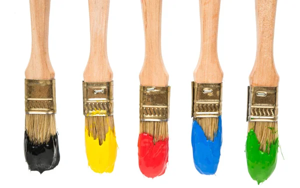 Brush in the color of paint — Stock Photo, Image