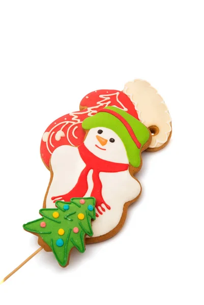 크리스마스 쿠키에 눈 사람 과 함께 — 스톡 사진
