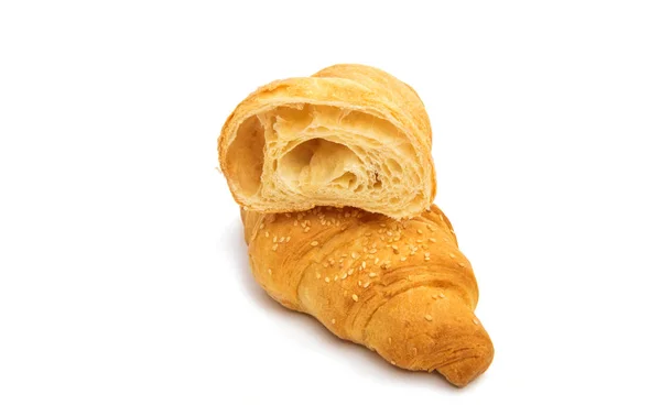 Croissant skära frukost — Stockfoto
