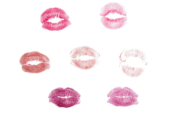 Lábios com marca de batom — Fotografia de Stock