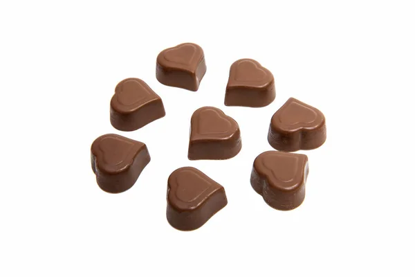 Chocolate caramelo corazones aislados —  Fotos de Stock