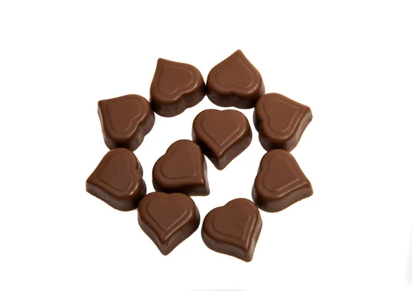 Cioccolato cuori caramelle isolati — Foto Stock