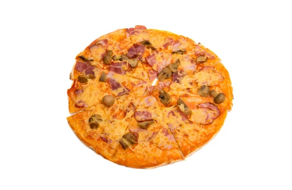 Pizza yemek izole — Stok fotoğraf