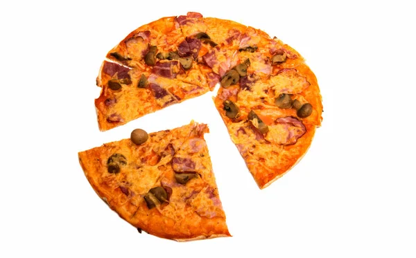 Pizza yemek izole — Stok fotoğraf