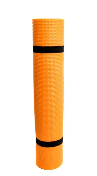 Isolert i en gul yogamatte – stockfoto
