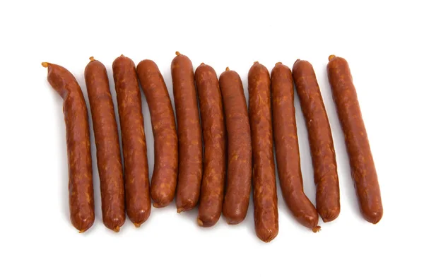 Dried sausages on white background — Stock Photo, Image