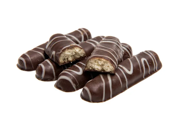 Soubory cookie v čokoládě, samostatný — Stock fotografie