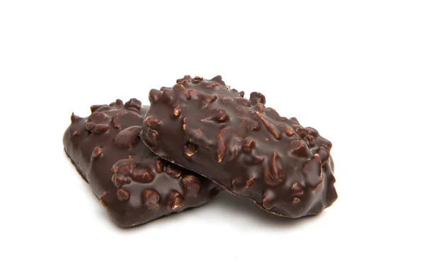 Koekjes in chocolade glazuur geïsoleerd — Stockfoto