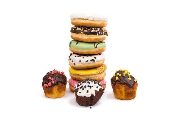 Donuts in color glaze isolated — Stock Photo, Image