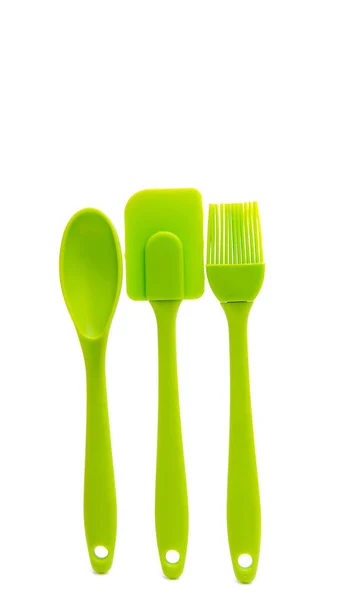 Green cooking silicone spatula — Stock Photo, Image