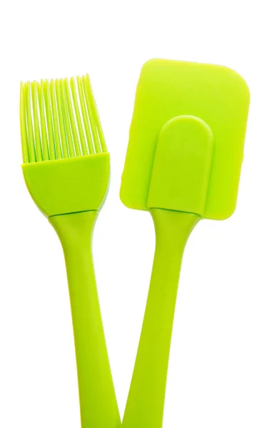 Zöld főzés szilikon spatula — Stock Fotó