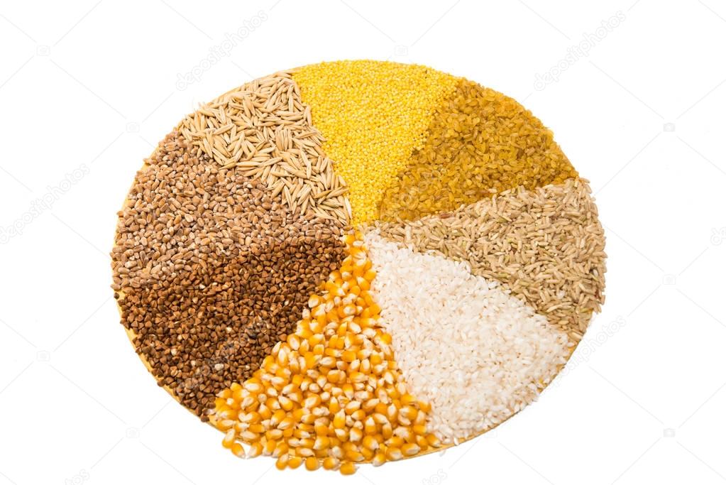 Set of cereals isolated