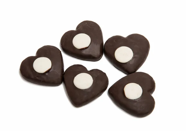 Печенье сердце в шоколаде изолированы — стоковое фото