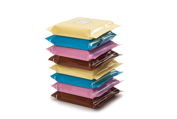 Stack of Chocolate Bars In Colorful Plastic Wrappers — Stock Photo, Image