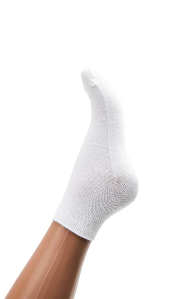 Bílé ponožky na figurínu, samostatný — Stock fotografie