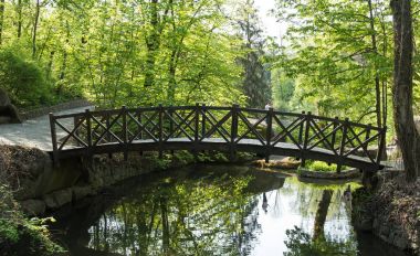Parktaki eski ahşap köprü