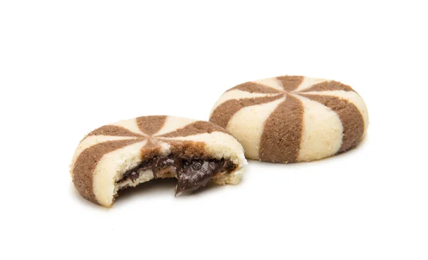 Koekjes met chocolade vulling geïsoleerd — Stockfoto