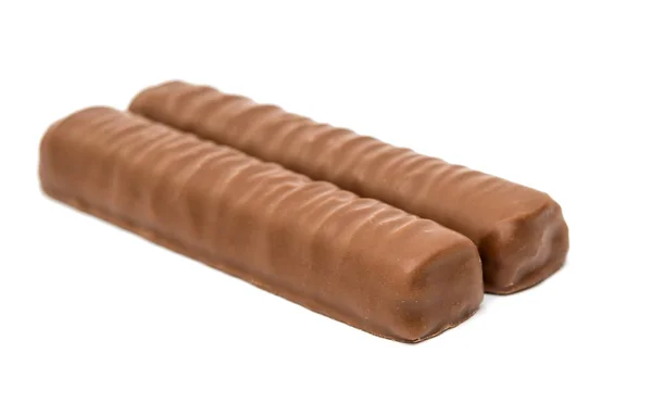 Barra de chocolate (nougat coberto com caramelo enrobed em chocol de leite — Fotografia de Stock