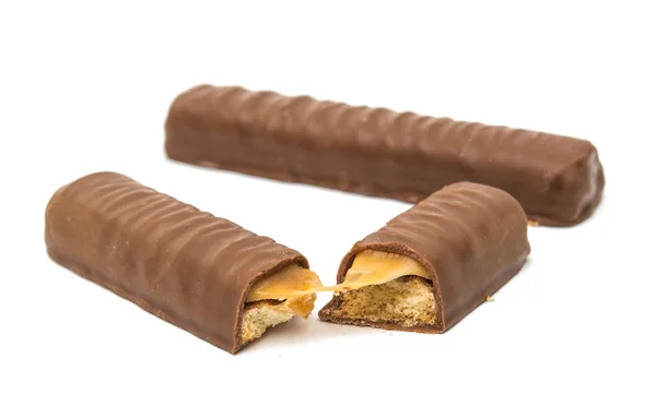 Schokoriegel (Nougat mit Karamell überzogen in Milchschokolade — Stockfoto