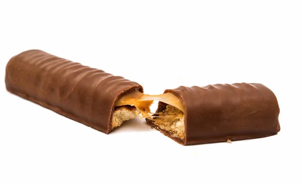 Chocolate bar (nougat topped with caramel enrobed in milk chocol — Stock Photo, Image