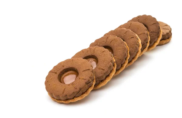 Шоколадне подвійне печиво ізольоване — стокове фото
