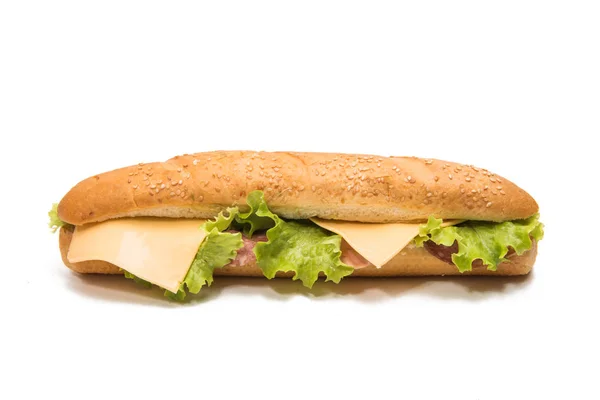 Sandwich baguette isolated — Stock Photo, Image