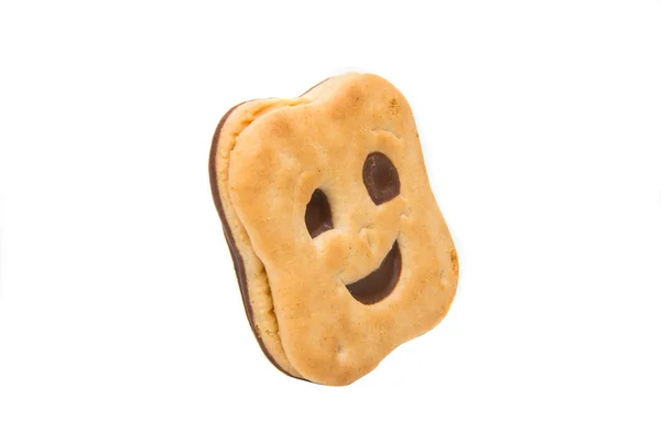 Biscoito sorridente isolado — Fotografia de Stock