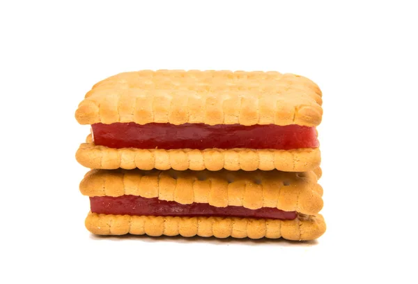 Sandwich koekjes met gelei geïsoleerd — Stockfoto