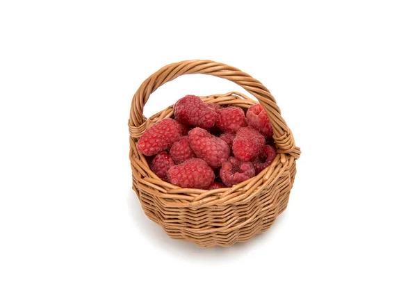 Fresh raspberry in a basket isolated — Stock Photo, Image