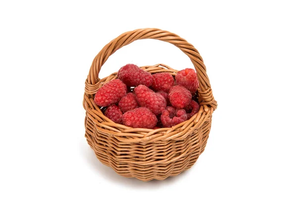Fresh raspberry in a basket isolated — Stock Photo, Image