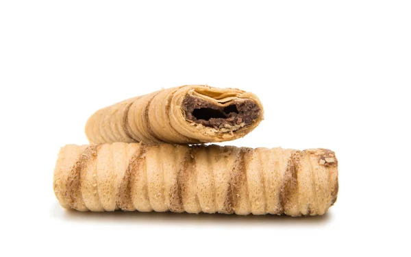 Wafer rolls with chocolate isolated — Stock Photo, Image
