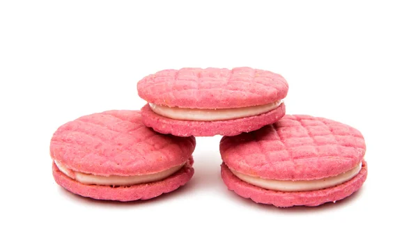 Red double fruit biscuits isolated — Stock Photo, Image