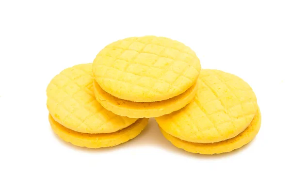İzole sarı Çift Kişilik meyve bisküvi — Stok fotoğraf
