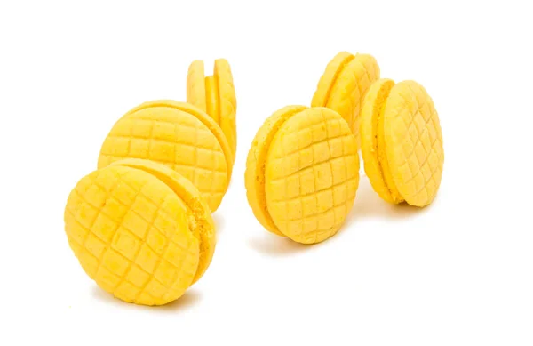 Yellow double fruit biscuits isolated — Stock Photo, Image