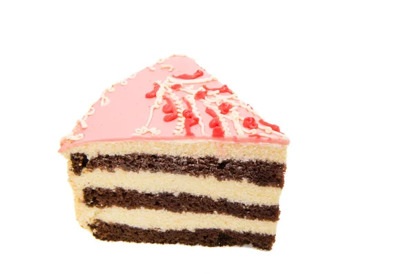 Rosa tårta isolerade — Stockfoto