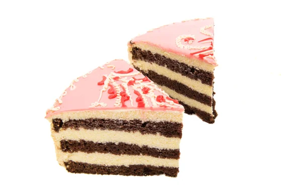 Różowy tort na białym tle — Zdjęcie stockowe
