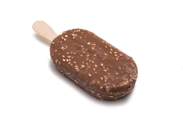 Chocolate ice cream on stick isolated — Stock Photo, Image