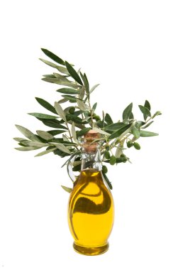 Bir şişe zeytinyağı. 