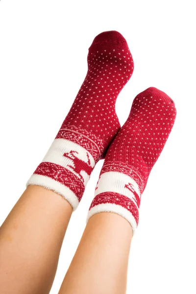 Frauenfüße in Socken — Stockfoto