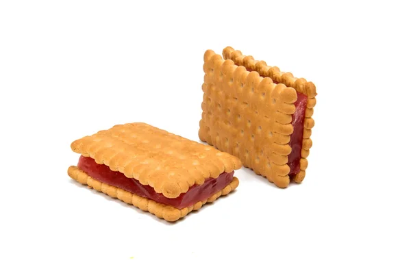 Galletas sándwich con gelatina aislada —  Fotos de Stock