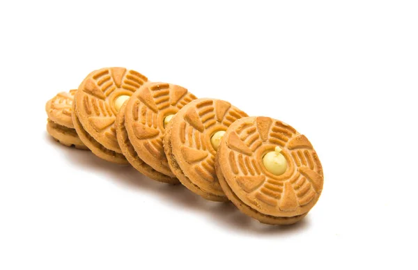 Biscoitos de creme preenchidos isolados — Fotografia de Stock