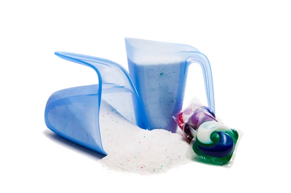Washing powder in a measuring cup isolated — Stock Photo, Image