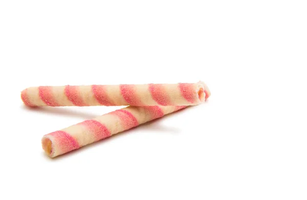 Strawberry waffle rolls — Stock Photo, Image