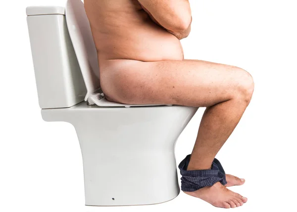Man on the toilet isolated — Stock Photo, Image