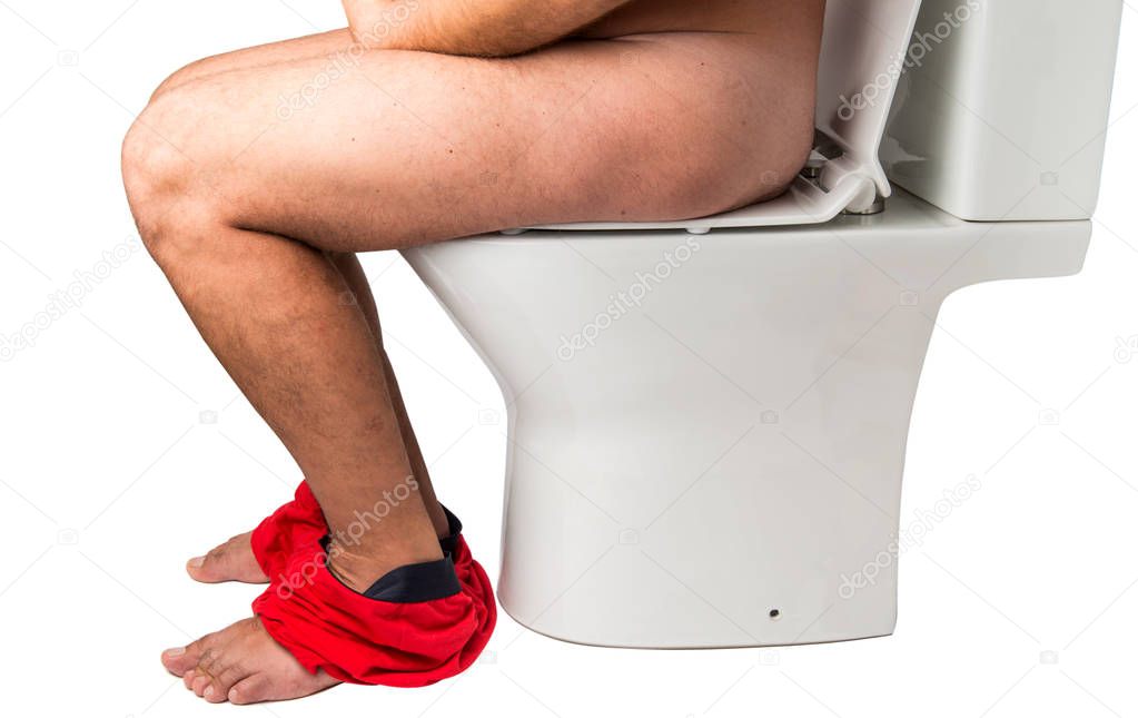 Man on the toilet isolated