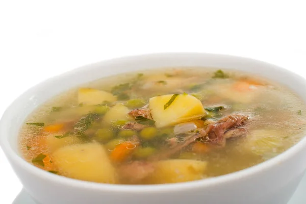 Plate with chicken soup — Stock Photo, Image